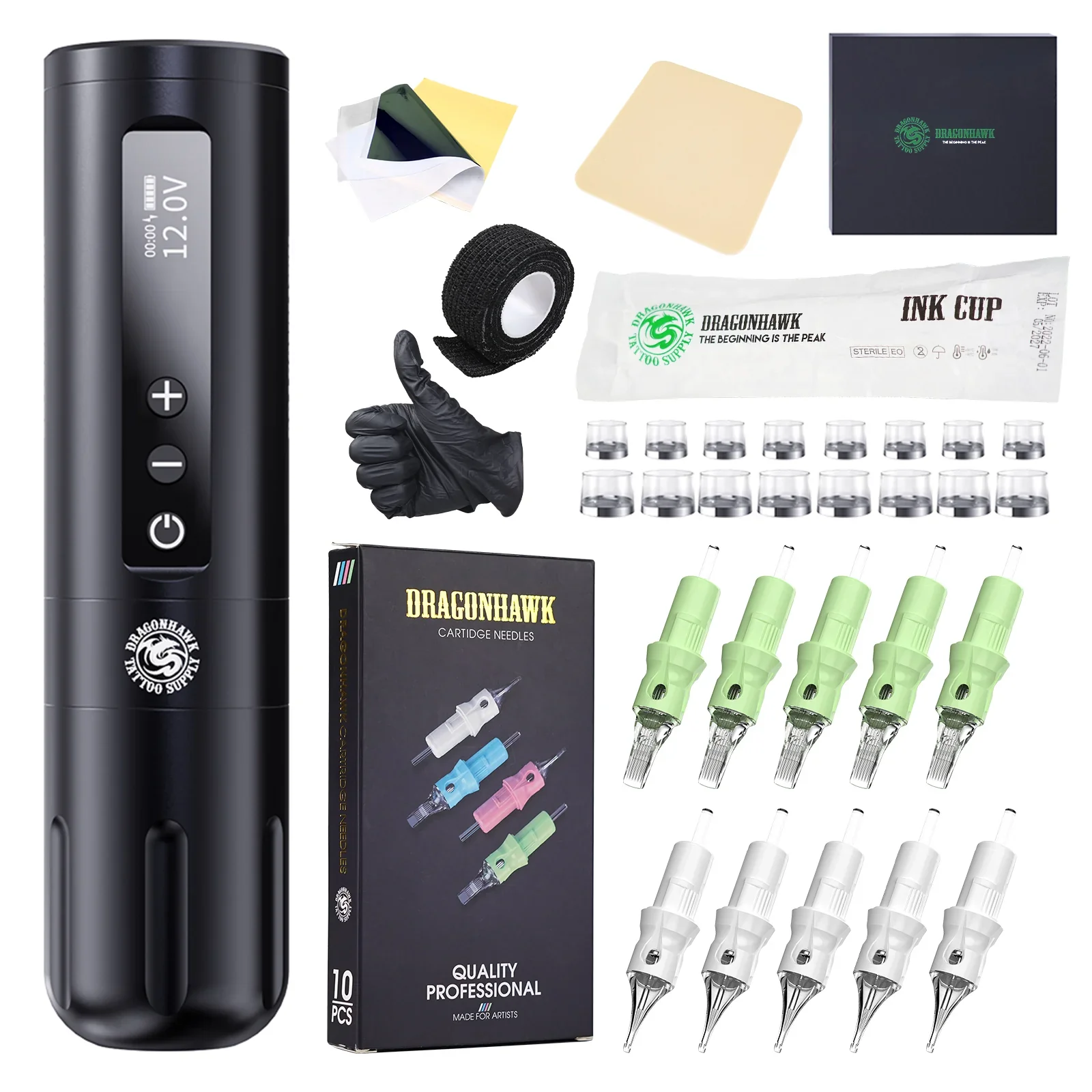 Kit para Principiantes Dragonhawk X10 Bolígrafo de Tatuaje Inalámbrico con Carrera de 3.5MM