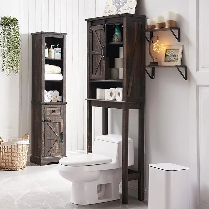 Farmhouse Style Over-The-Toilet Storage Cabinet