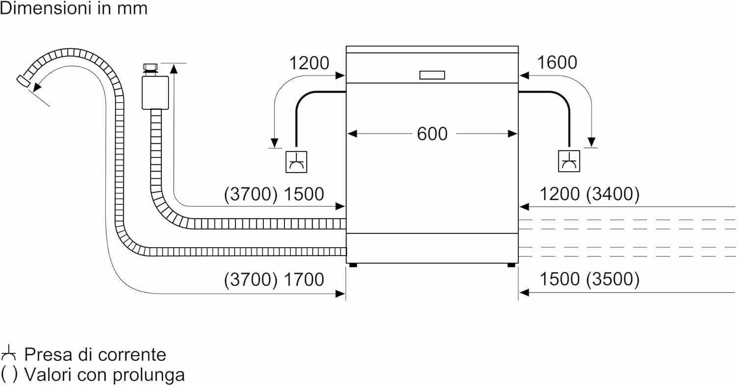 Bosch - Dishwasher Free Installation, Series 4, 60 cm. wide, 3rd tray, 14 services, Eco Silence Motor, Home Connect, Steel, SMS4HMI07E