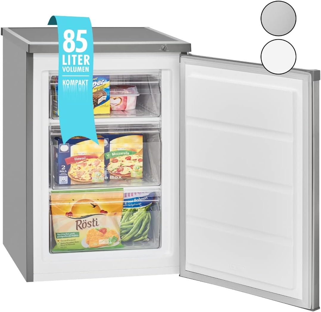 Bomann® Gefrierschrank | 85 Liter Nutzinhalt | Gefrierschrank klein mit 3 Gefrierschubladen u. Eiswürfelschale | Mini Fridge mit stufenloser Temperaturreglung | Türanschlag wechselbar | GS 2186.1 weiß