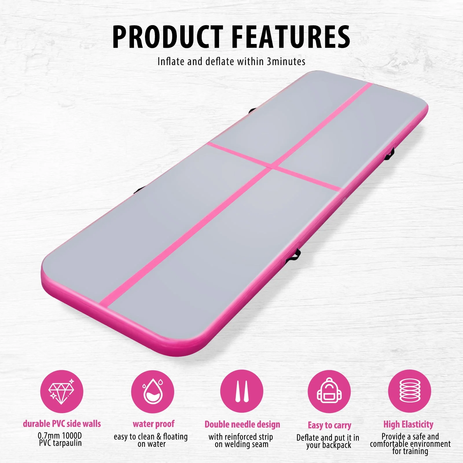 Air mat Tumbling Track 10ft 13ft 16ft 20ft Gymnastics Mat Thickness 4 inches for Home Use/Gym/Yoga/Training/Cheerleading/Outdoor/Beach/Park/Water/Kid with Electric Air Pump Carry Bag