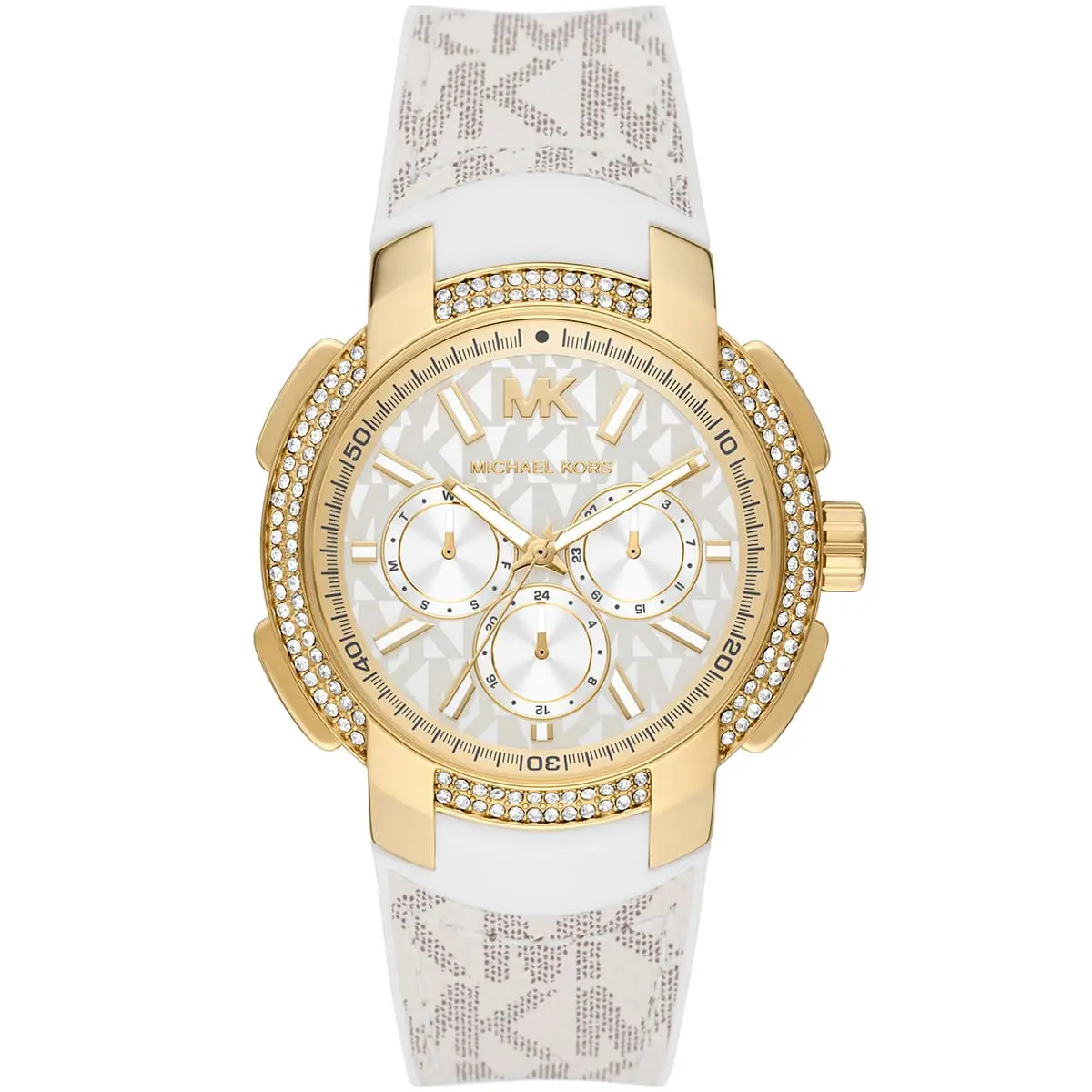 Michael Kors Sydney Pavé Multifunction White Dial White Silicone Women's Watch - MK7221
