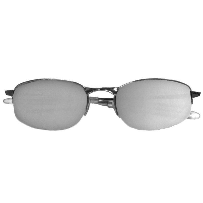Sports Sunglasses Black Mirror Metal Silver Half Frame/Smoke Lens 1126