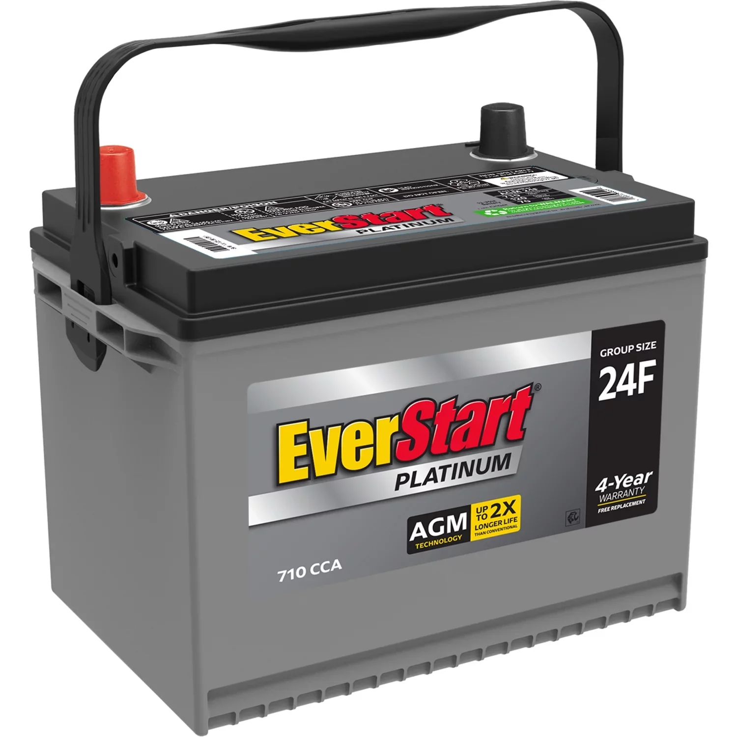 2025 Batería de automóvil AGM EverStart Platinum, tamaño de grupo 24F, 12 voltios, 750 CCA