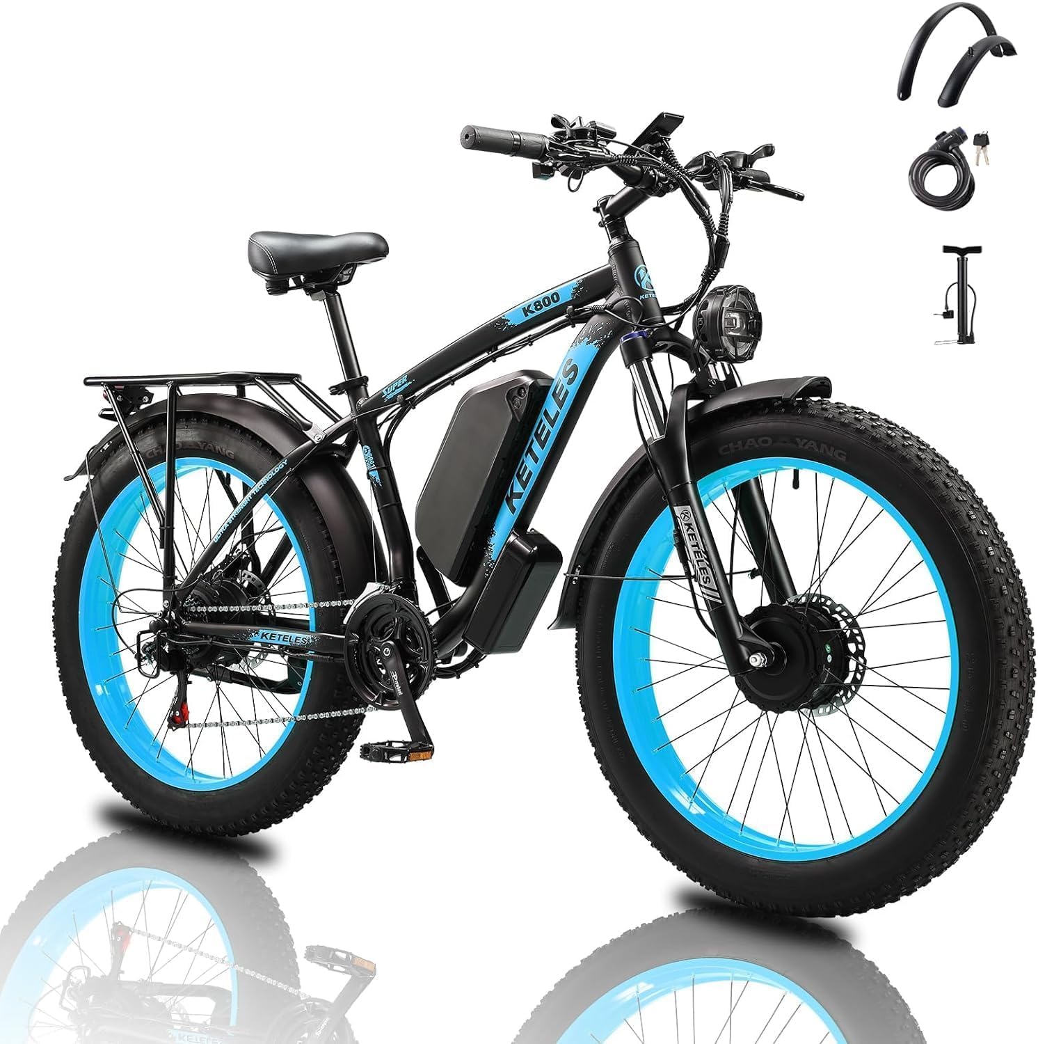 Electric Bike for Adult, 26 x 4.0 Fat Tire Ebike, 1000W/2000W Peak Electric Bicycle, 48V 13/17.5/23AH Waterproof Battery, Front Suspension Ebike, 27MPH-46MPH, Adjustable Seat, UL and GCC Certified