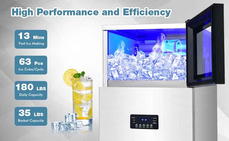 Eletriclife 180LBS per day Stainless Steel Commercial Ice Make Machine