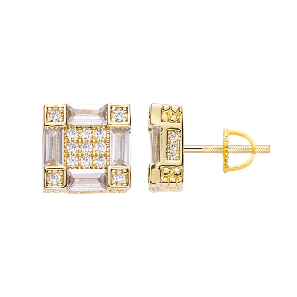 Big Daddy Emerald Cut Baguette Iced Out Diamond Earring