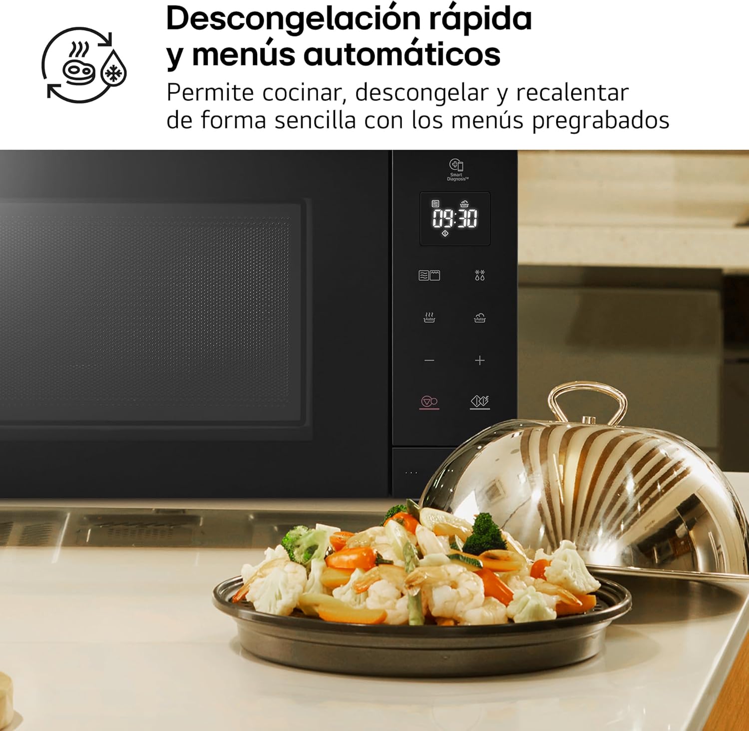 LG MH6535GIB - Microondas con grill, 1000 W, Smart Inverter, Display digital, Color Negro Transparente, 1000 W, 25 l