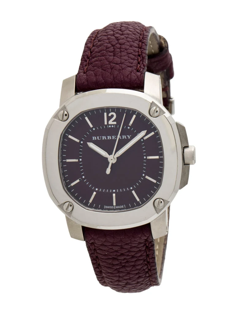 Burberry The Britain Maroon Sunray Dial Maroon Leather Strap BBY1714