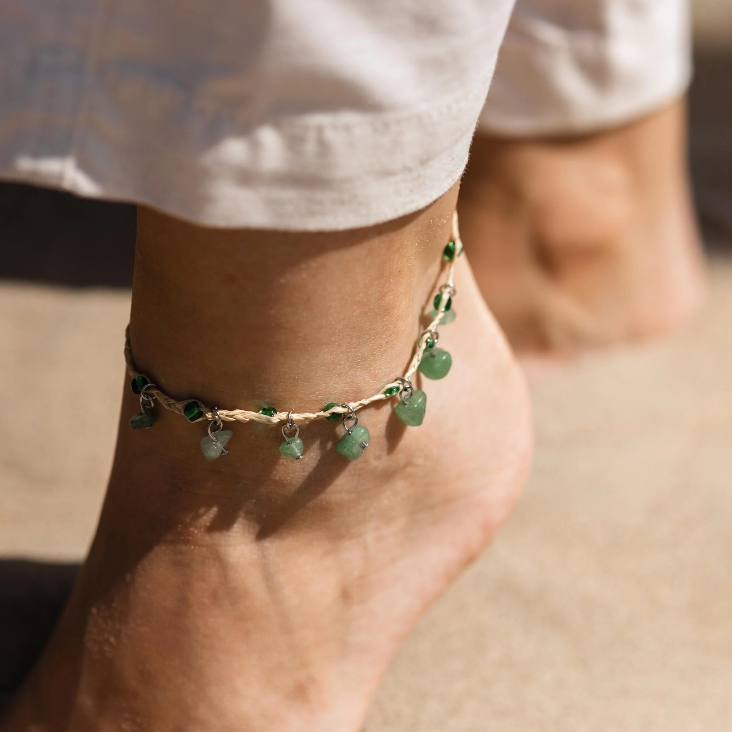 Riet - Aventurijn Chips Enkelbandje