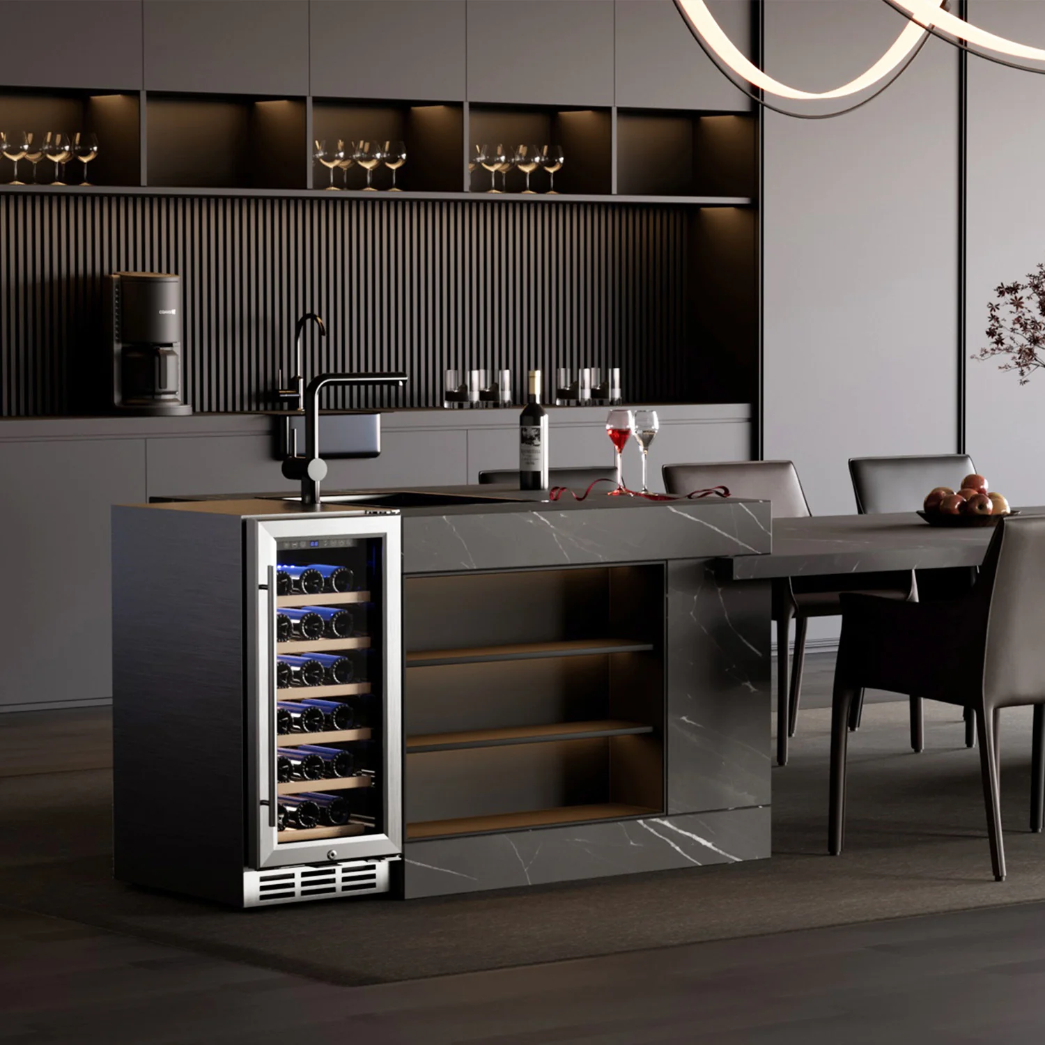 EUHOMY 15 Inch Wine Fridge Low Noise Beverage Refrigerator Wine Cooler