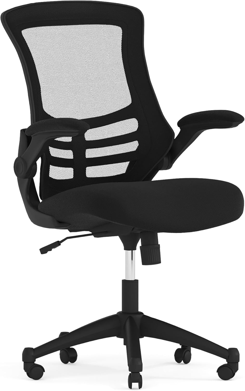 Flash Furniture Kelista Mid-Back Swivel Office Chair with Adjustable Seat Height, Ergonomic Mesh Desk Chair with Flip-Up Armrests, Black
