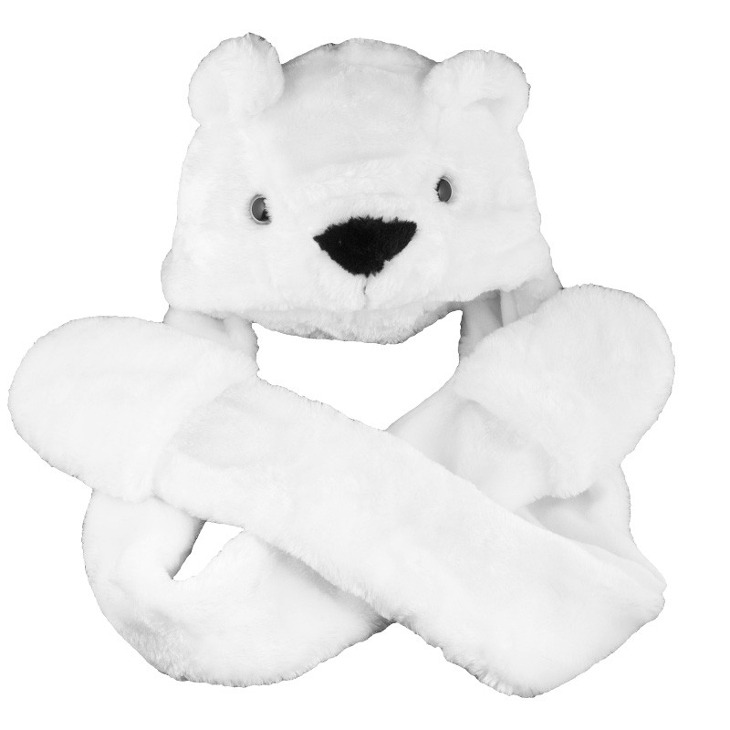 Long Polar Bear Hat with Paws/Mittens 5874