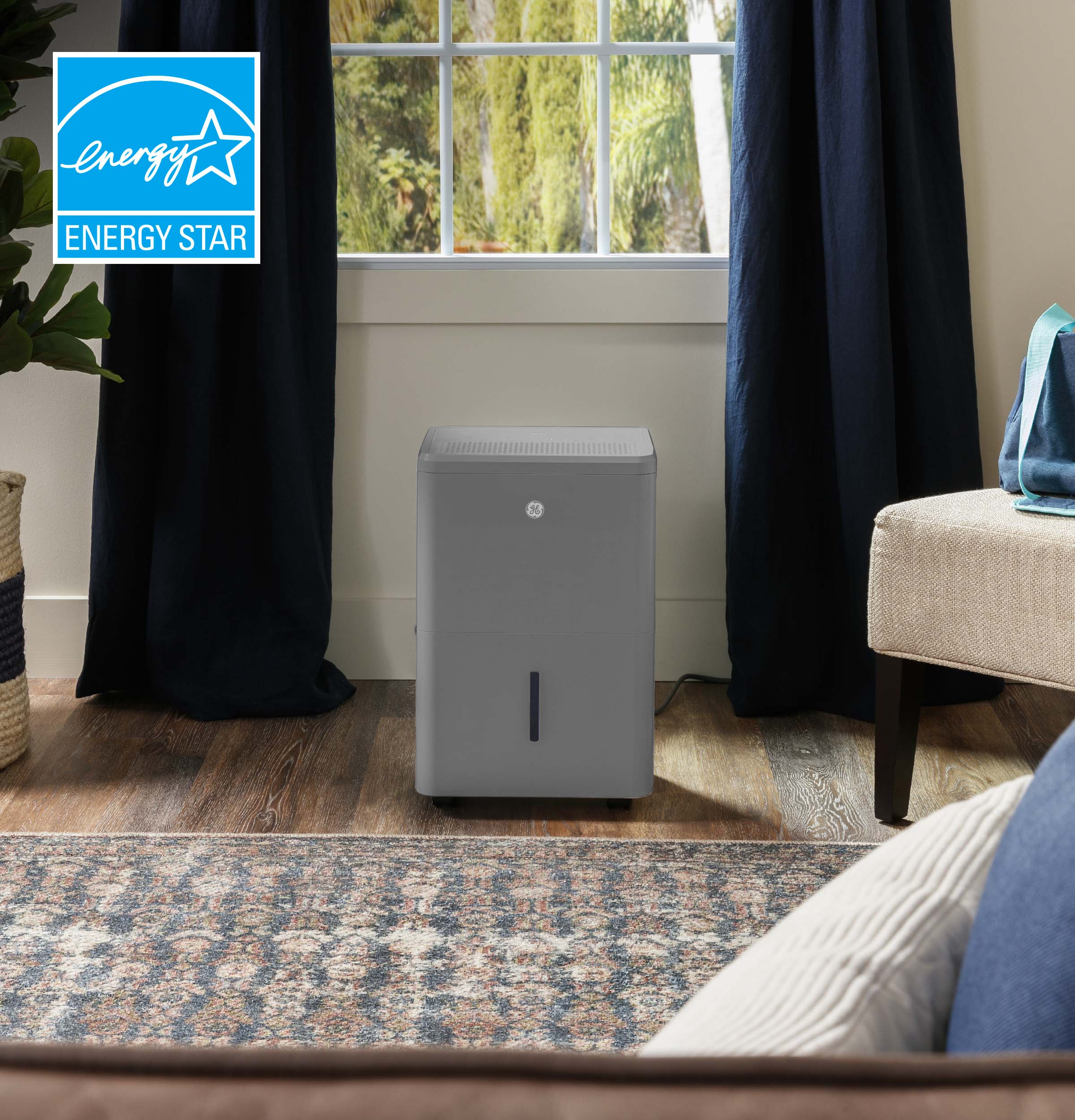2025 Ge Appliances AWYR50LC Ge? Draagbare Slimme Energy Star? Ontvochtiger van 50 Pinten met Smart Dry-functie voor Vochtige Ruimtes