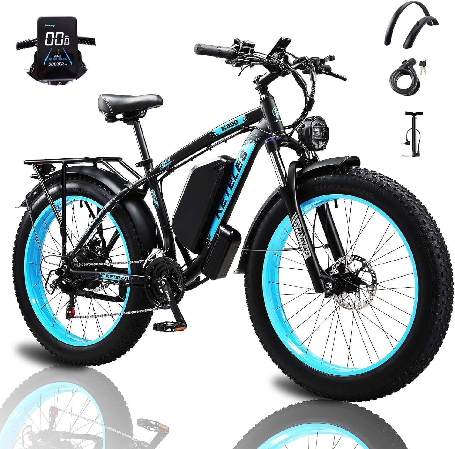 Electric Bike for Adult, 26 x 4.0 Fat Tire Ebike, 1000W/2000W Peak Electric Bicycle, 48V 13/17.5/23AH Waterproof Battery, Front Suspension Ebike, 27MPH-46MPH, Adjustable Seat, UL and GCC Certified