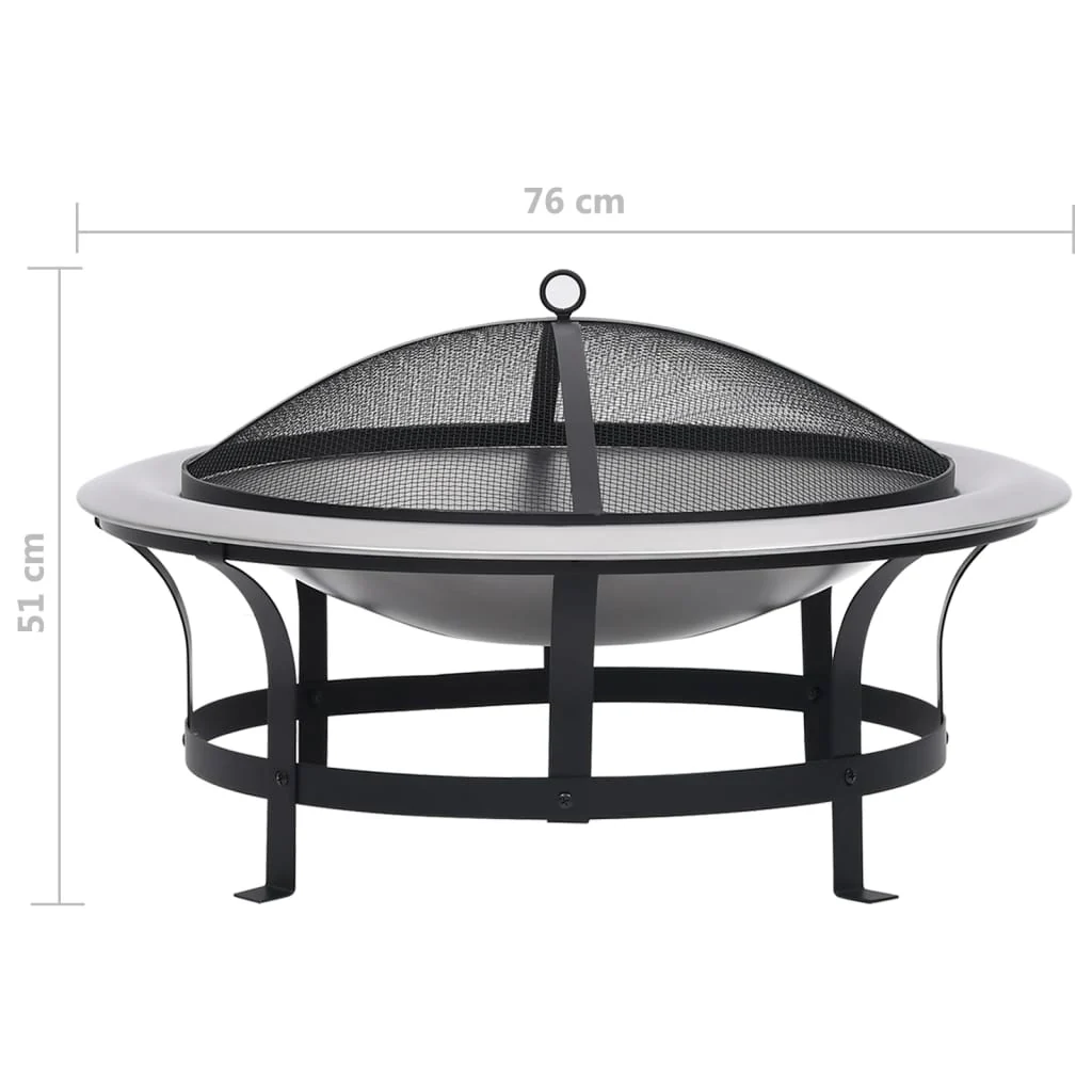2025 Brasero con rejilla de acero inoxidable de 76 cm, fogón, atizador, pantalla contra chispas