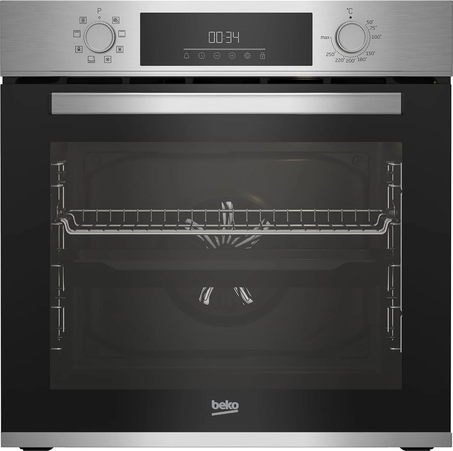Beko BBSM12340X inbouw-oven set, twee afzonderlijke apparaten: inductiekookplaat met 4 kookzones, oven met 8 verwarmingsfuncties, 72 l oveninhoud, kinderbeveiliging, sensortoetsen, zwart/roestvrij staal