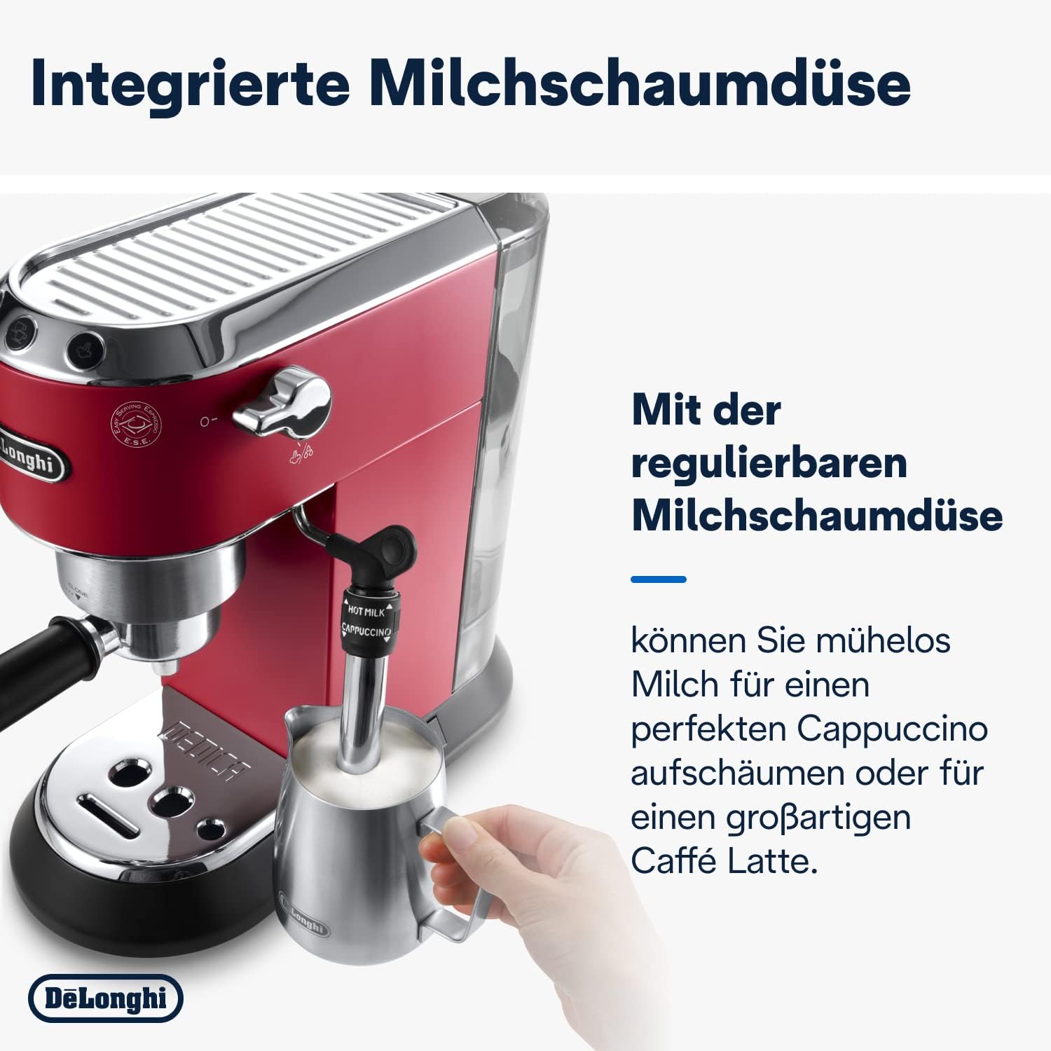 De'Longhi Dedica Style EC 685.M – Espresso Siebtrgermaschine, Espressomaschine mit professionellem Milchaufschumer, nur 15 cm breit, für Kaffeepulver oder ESE Pads, 1 l Wassertank, silber