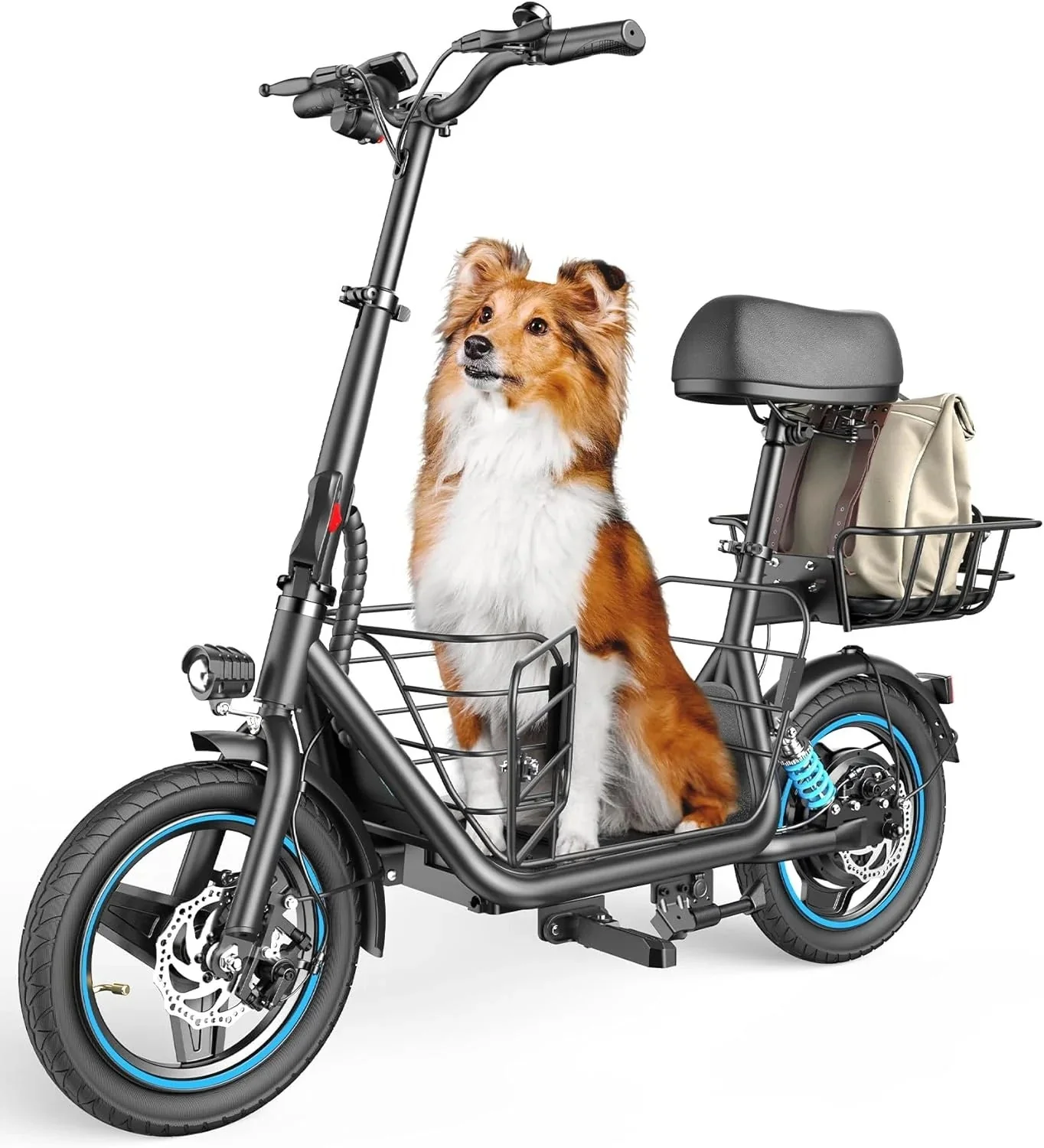 Electric scooter for adults with large center basket