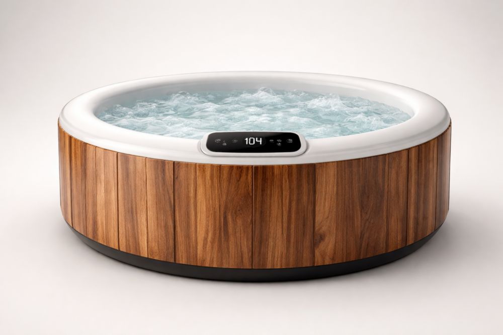 Runder Whirlpool, Weiß, Ø 180 cm, aus WPC und PVC