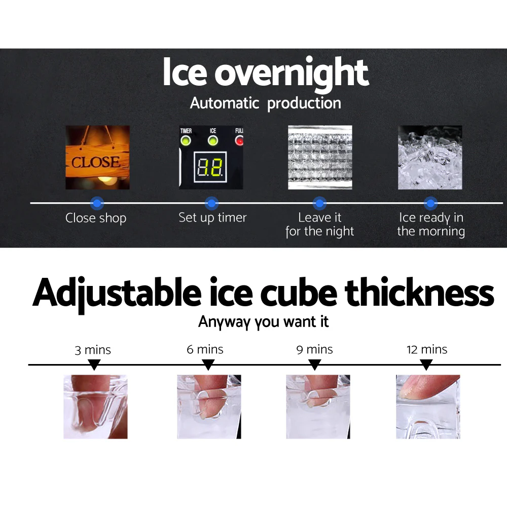 60kg Ice Maker Machine, Adjustable Thickness - Devanti