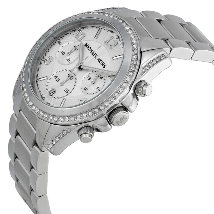 Michael Kors Chronograph White Crystal Silver-Tone Women's Watch - MK5165