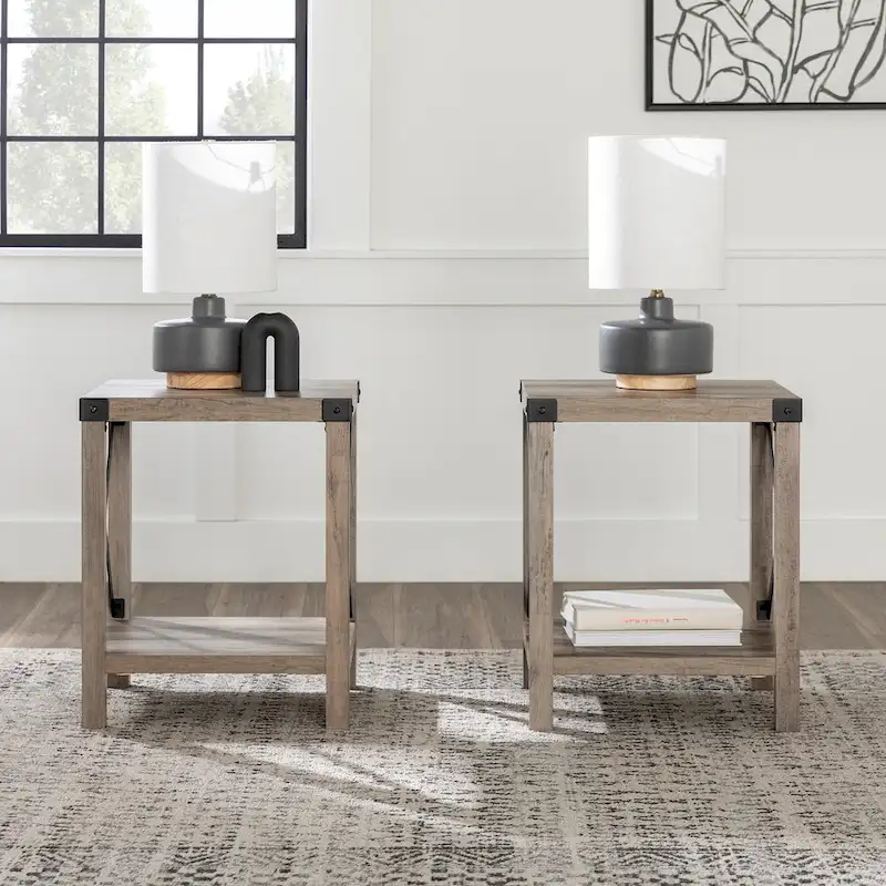 Set of 2 Middlebrook Kujawa 18-Inch X-Side Accent Tables