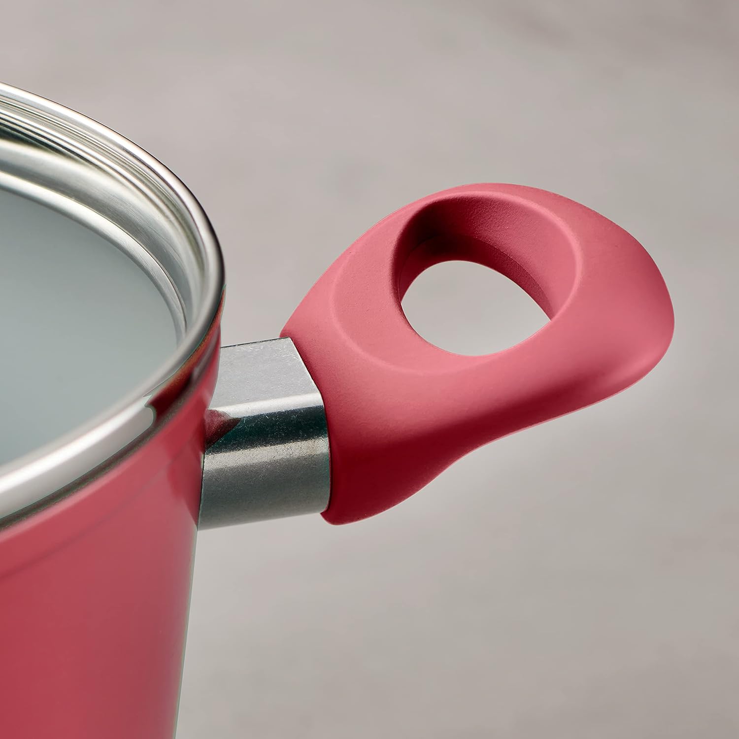14-Piece Ceramic Cookware Set Red Nonstick, Induction-Ready, Oven Safe, Dishwasher Safe, Includes Fry Pans, Sauté Pan, Sauce Pans, Dutch Oven, and Wooden Utensils, 80110/034DS
