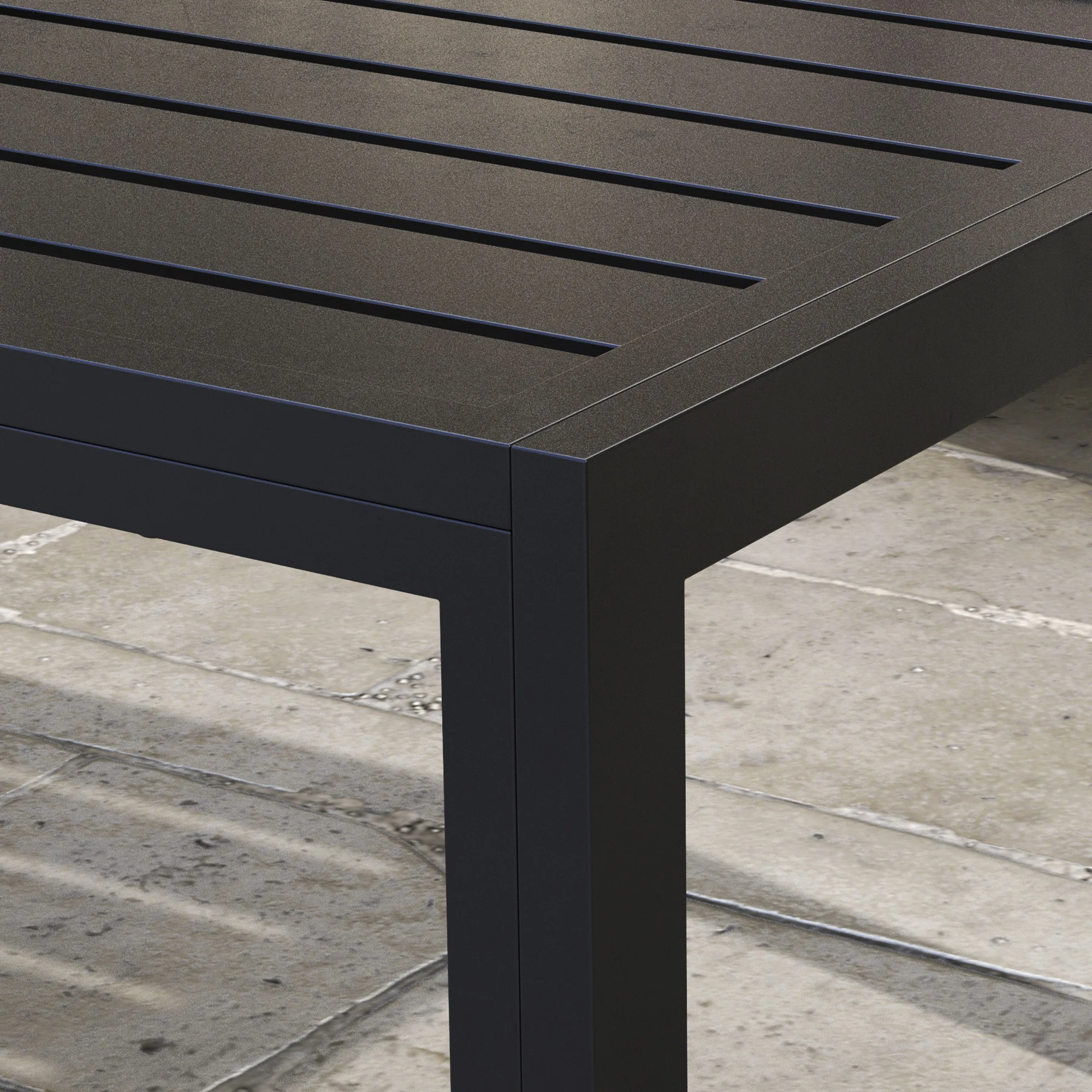 Outsunny Bijzettafel Balkontafel van Staal Rechthoekig Koffietafel Weerbestendig Tuin 101,5x61x46 cm Zwart