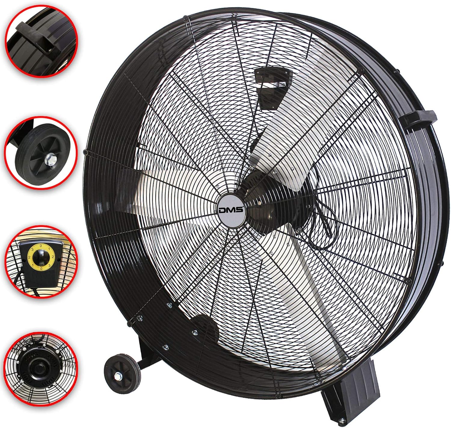 DMS® ITV-90 Ventilator 90cm Industrieventilator Trommelventilator Windmaschine, Bodenventilator Hallenlüfter Ø 90- cm (35