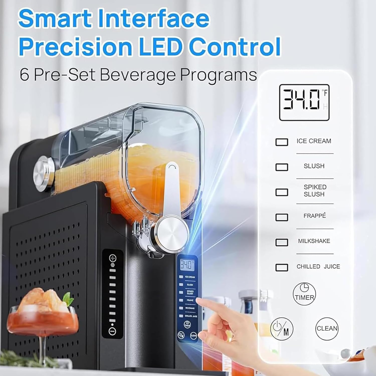 Máquina Para Granizados Y Hielo Raspado De 1,6 L, Máquina Para Hacer Helados Con 6 Programas Preestablecidos, Autolimpieza Con Un Solo Toque Para Batidos, Batidos Y Margaritas