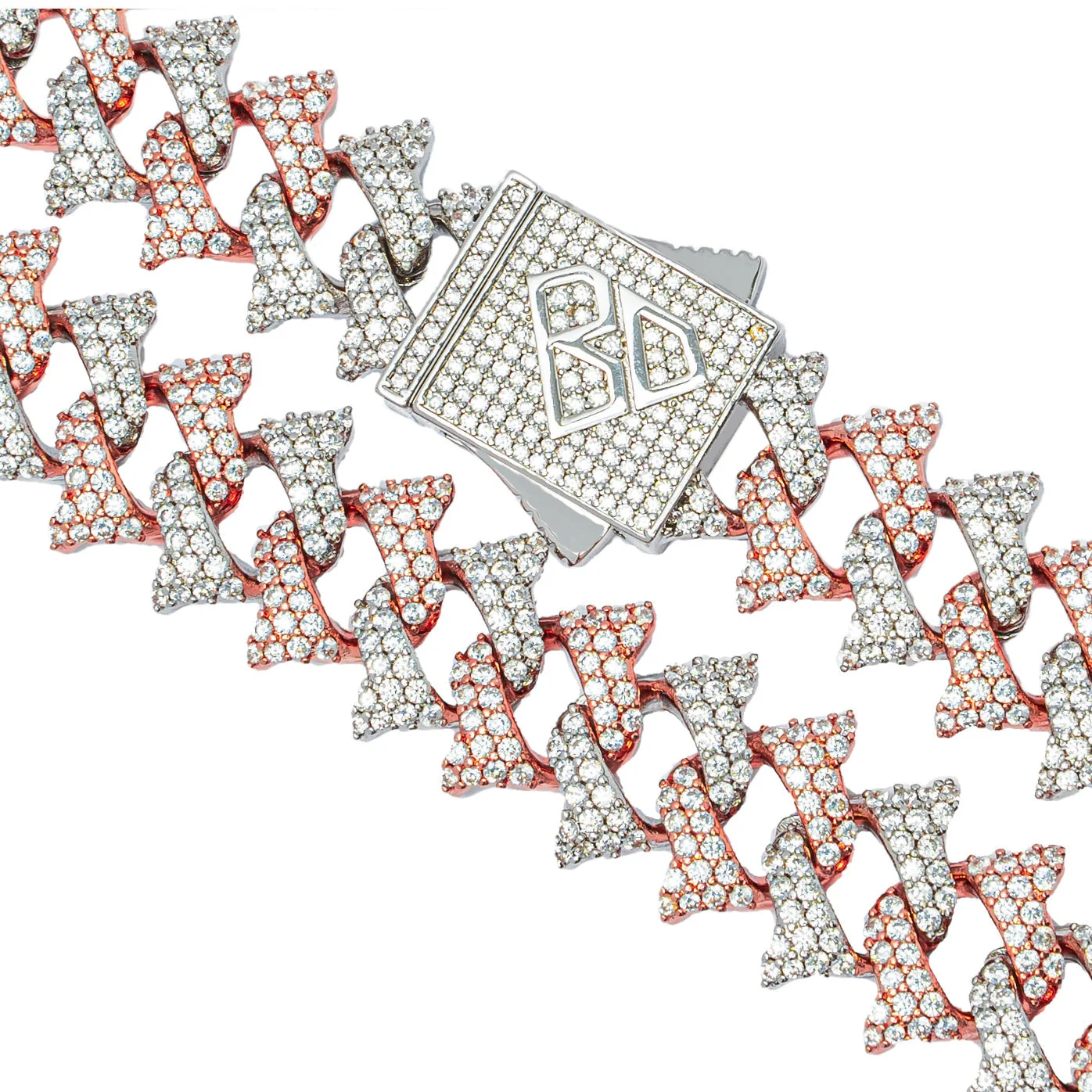 Big Daddy 18MM Solid Two-Tone Spiked Iced Out Diamond Chain