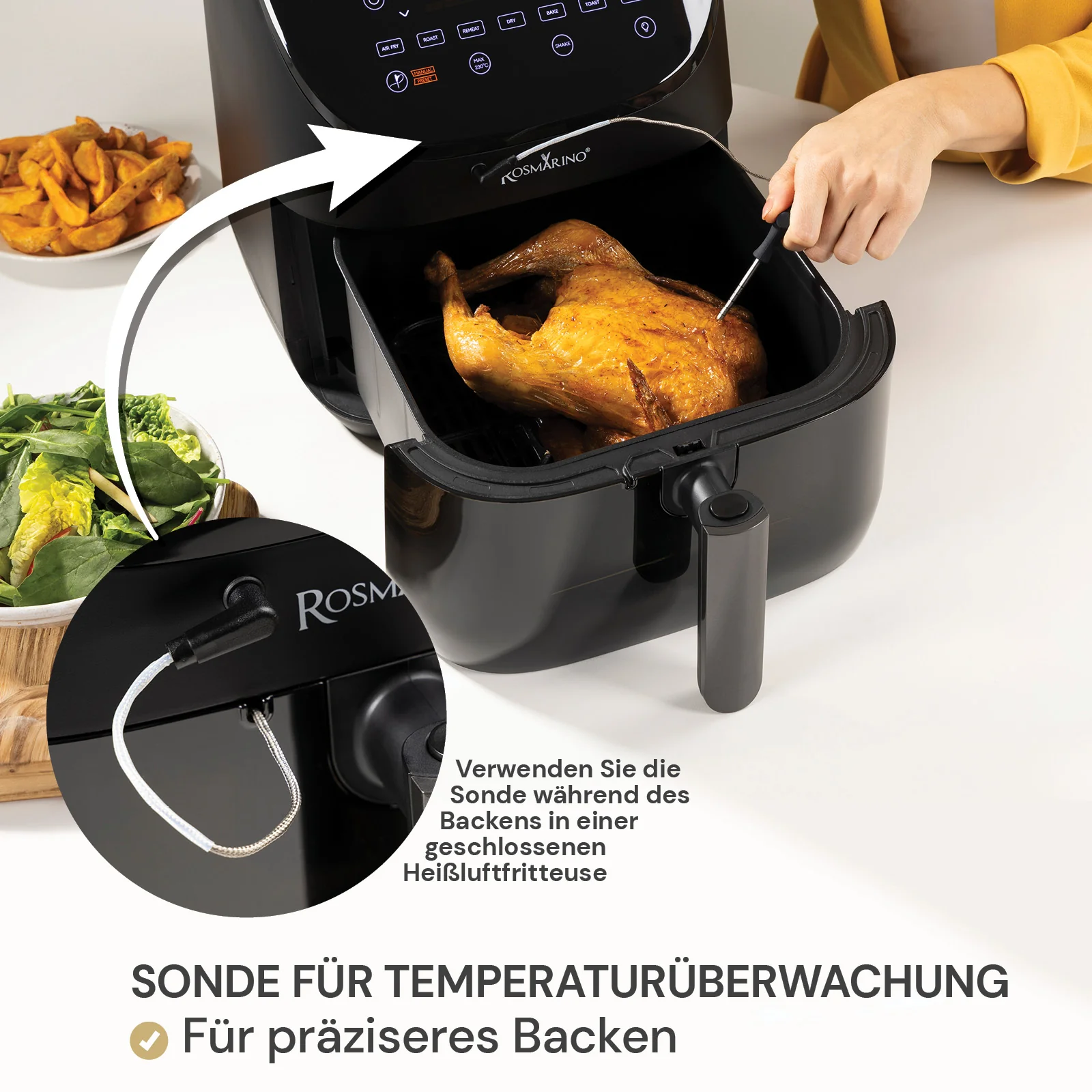 2025 Freidora de aire caliente Rosmarino TempSense – 6 L