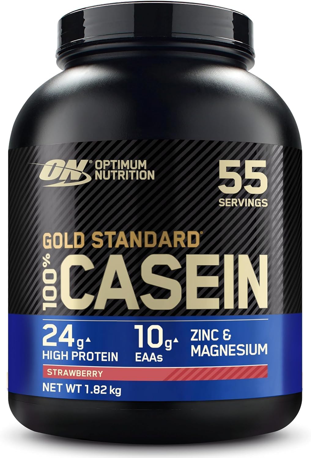 Optimum Nutrition Gold Standard 100 % kasein Kaseinprotein, jordgubb 1,8 kg, 55 portioner