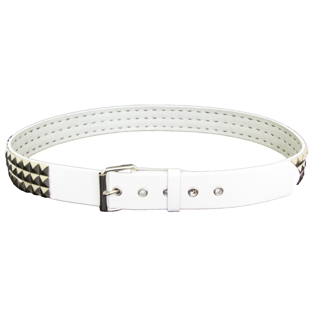 12 PACK Punk Belts Silver Studded White Mix Sizes 2508A
