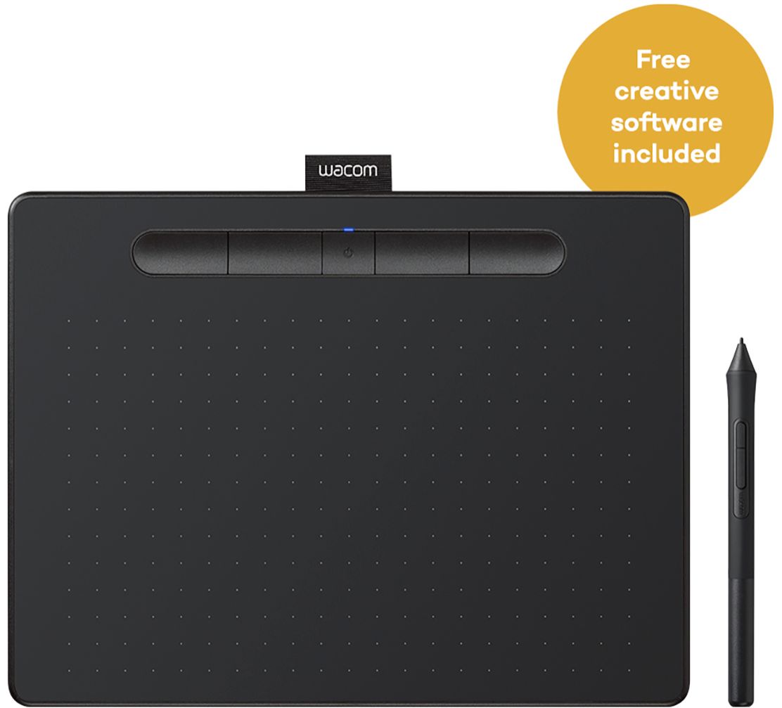 Wacom Intuos Medium Wireless Graphic Drawing Tablet, Black – Compatible with Mac, PC, Chromebook & Android, Software Included