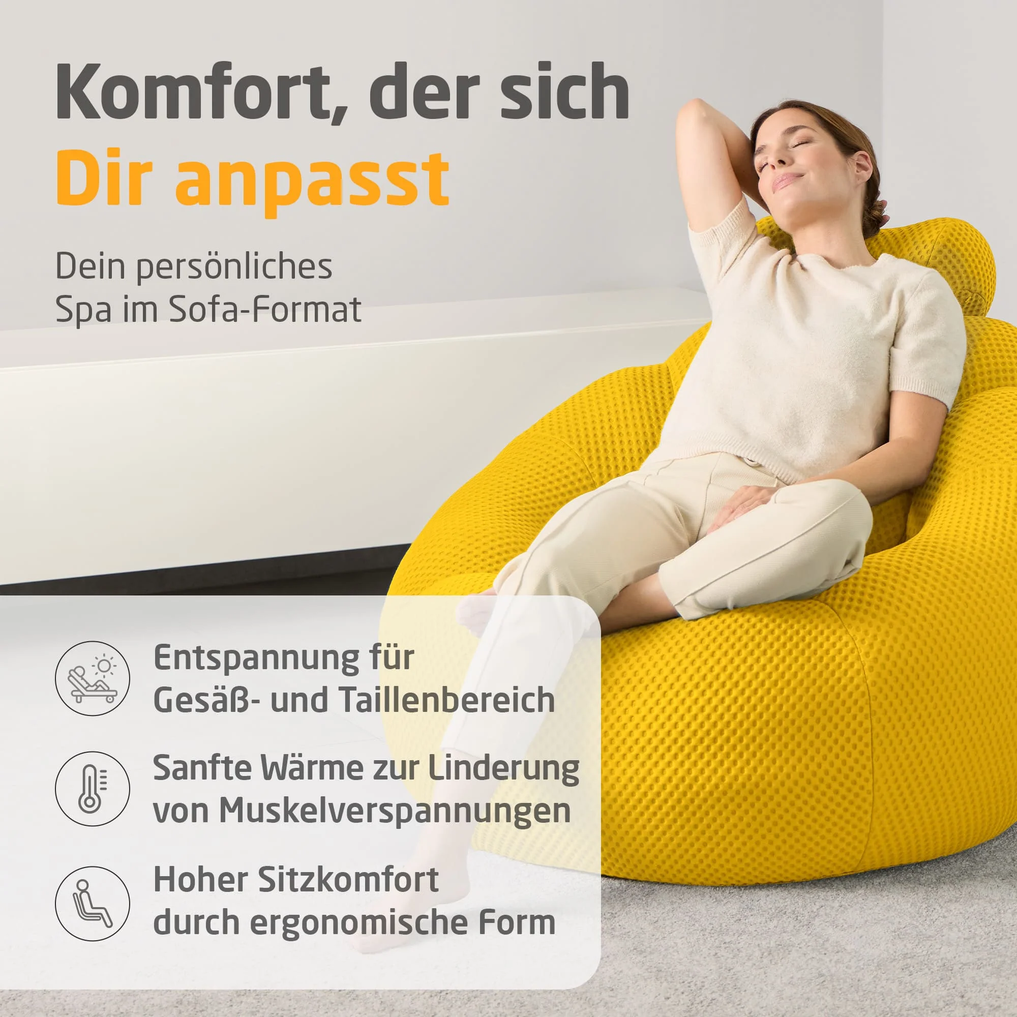 Medisana Massagesessel Bubble-Sofa RS200, sonnengelb