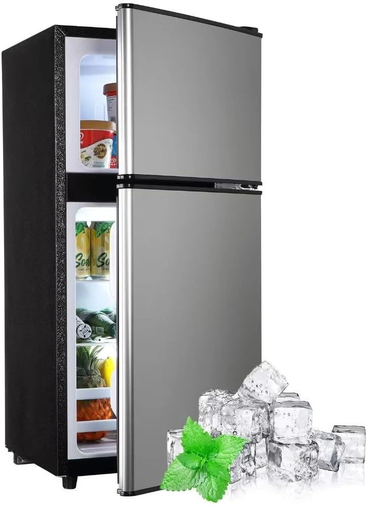 Apartment Size Refrigerator, 3.5 Cu.Ft Samll Refrigerator with Freezer Suitable for Home and Apartments, Freestanding