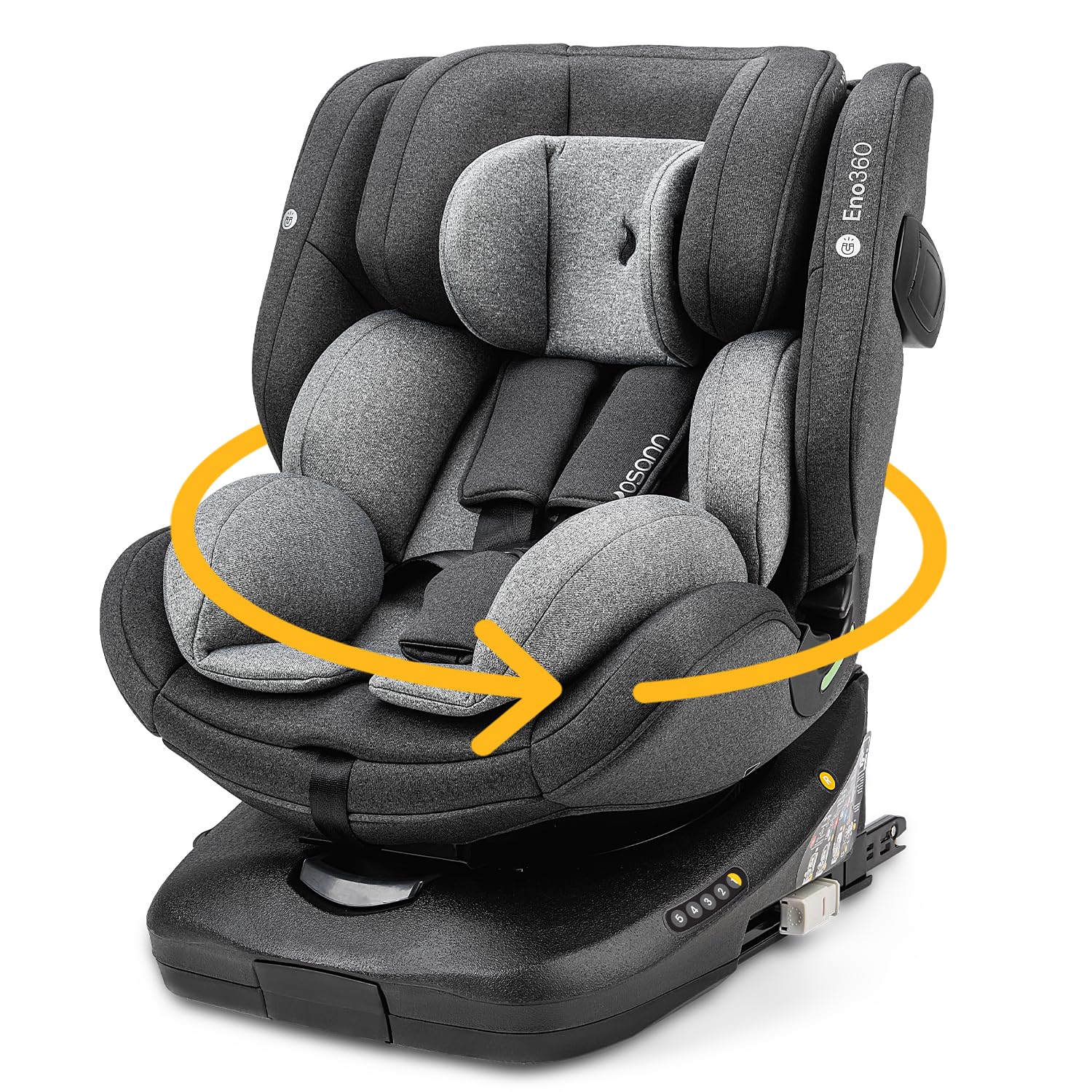 Osann Eno360 i-Size, drehbarer Kindersitz 40-150 cm, Reboarder mit Isofix, Baby Autositz �C Dark Grey Melange