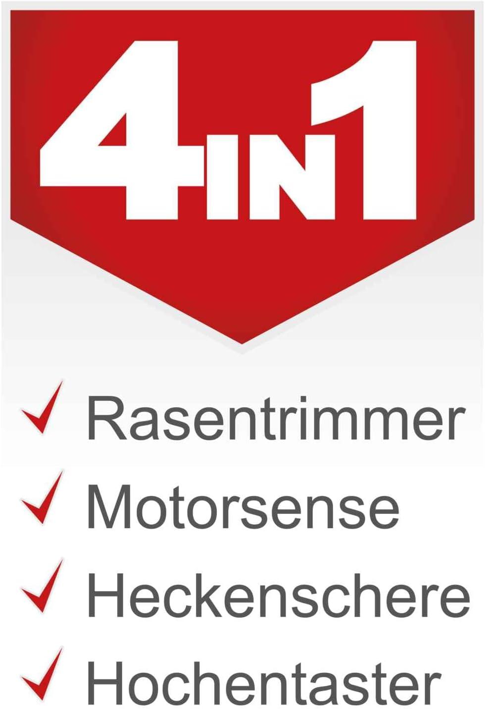 Scheppach Benzin Multigartengerät MT33P Multifunktionsgerät | 4in1 - Rasentrimmer Kettensäge Motorsense Heckenschere | 1,22PS Leistung | 2-Takt-Motor | inkl. Schultergurt und Hüftschutz