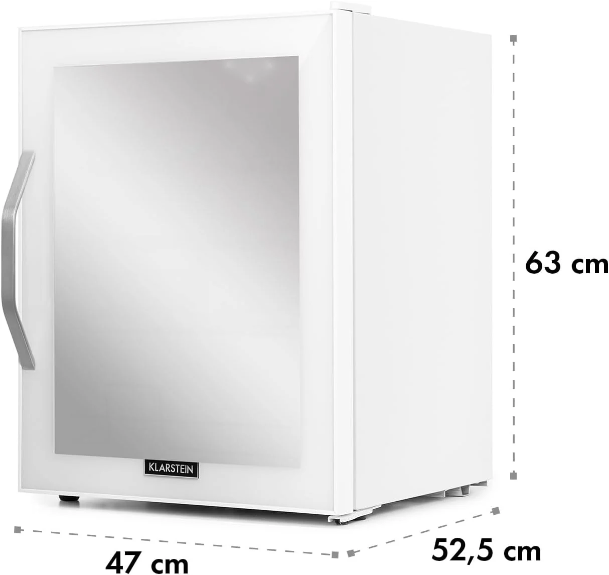 Klarstein Mini Koelkast met Glazen Deur voor Kamer, Drankenkoelkast met Verstelbare Planken, Klein 80 Liter, Indoor/Outdoor Koelkast Stil