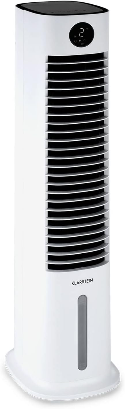 Klarstein Luftkühler mit Wasserkühlung, 5-in-1 Verdunstungskühler, Luftbefeuchter, Ventilator & Luftreiniger, Mobile Klimageräte Luftkühler mit App-Steuerung, 80W Air Cooler, 462m³/h Luftstrom, Weiß