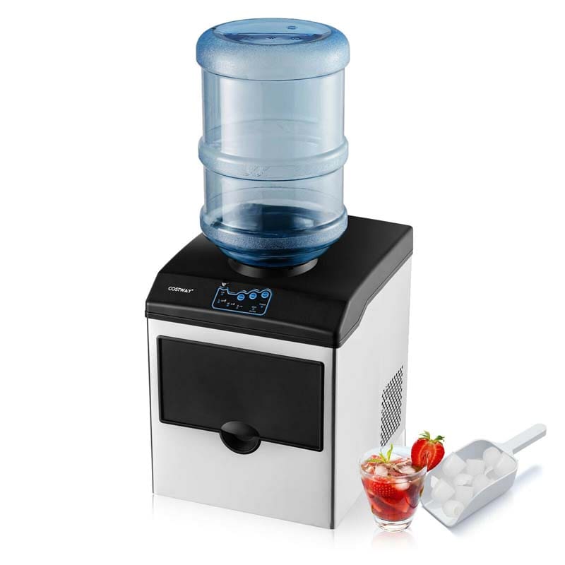 48Lbs24H 2 In 1 Stainless Steel Countertop Ice Maker Machine With Chilled Water Dispenser Amp 5Lbs Ice Storage Basket