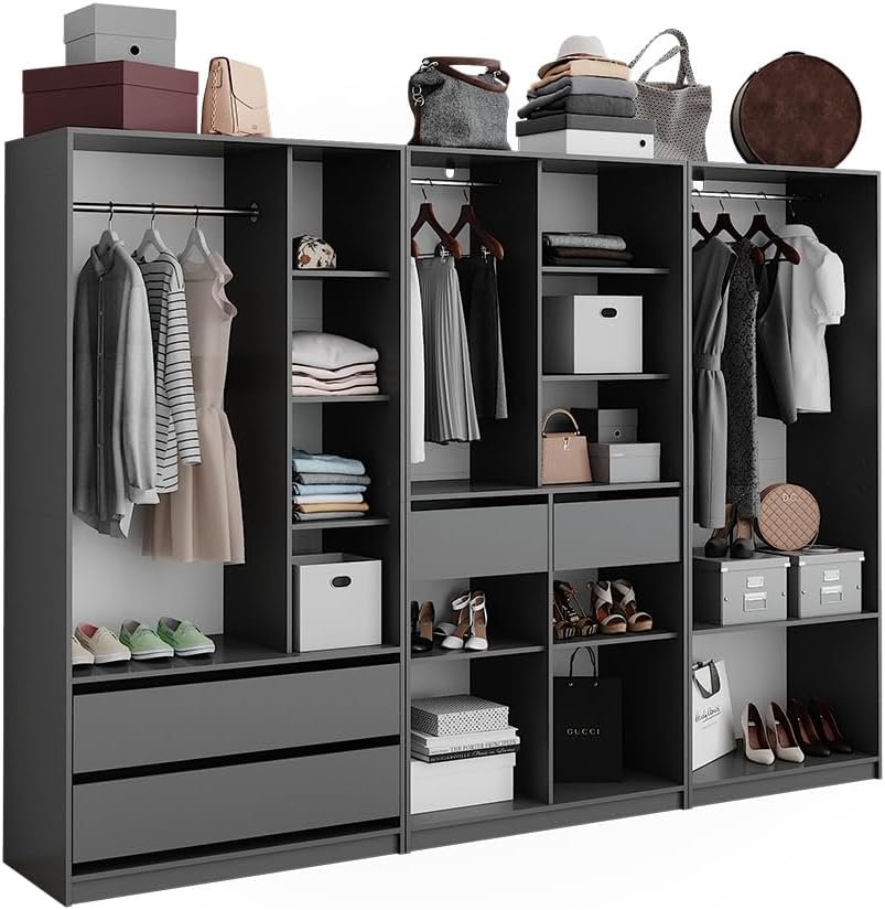Vicco Elmo Cabinet, Anthracite, 280 x 200 cm, Pack of 3
