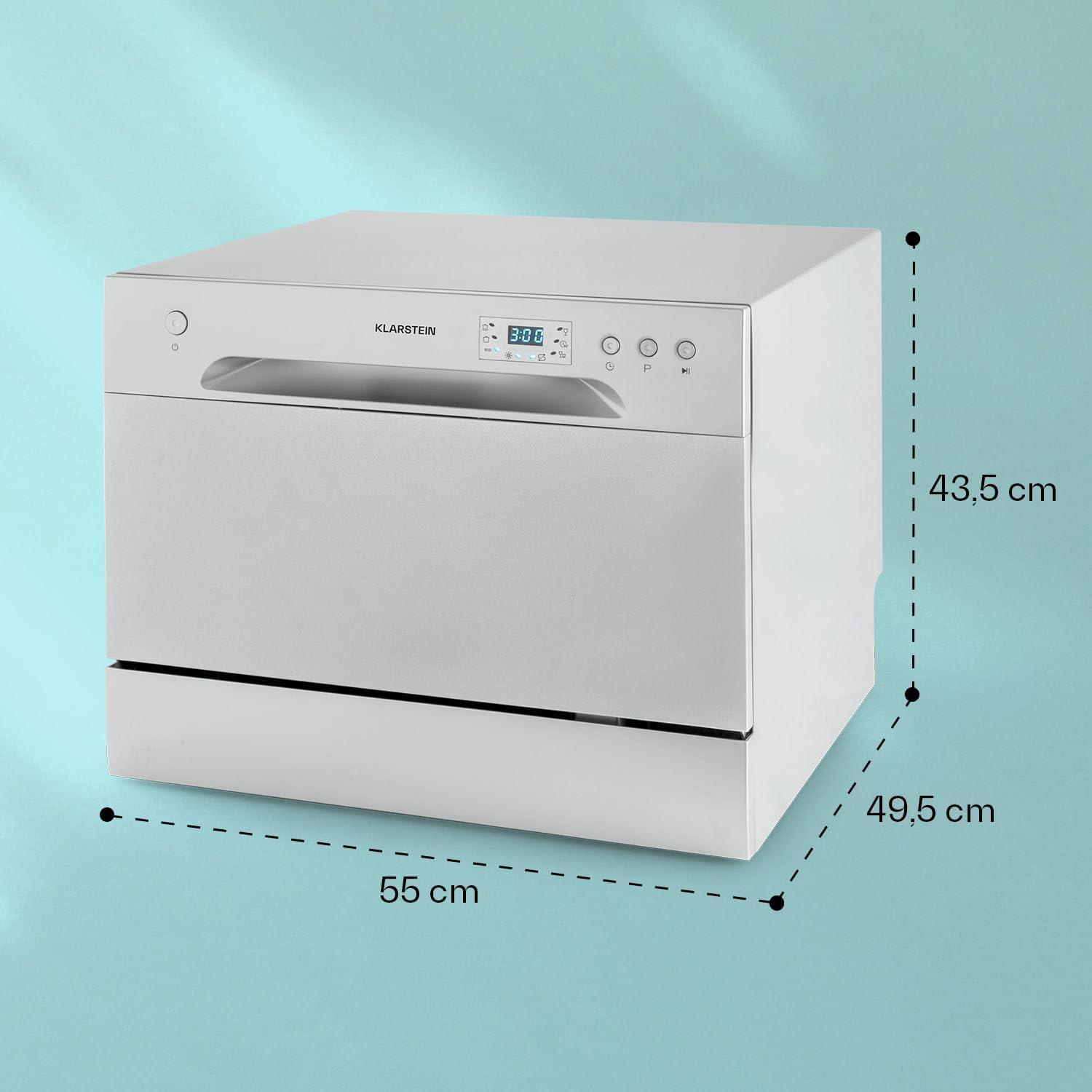 Lavavajillas Klarstein para Encimera Pequeña, Mini Lavavajillas 6 Cubiertos Portátil en Mesa Silenciosa, 6 Programas de Lavado, Lavavajillas Compacto para Uso en Hogar y Oficina
