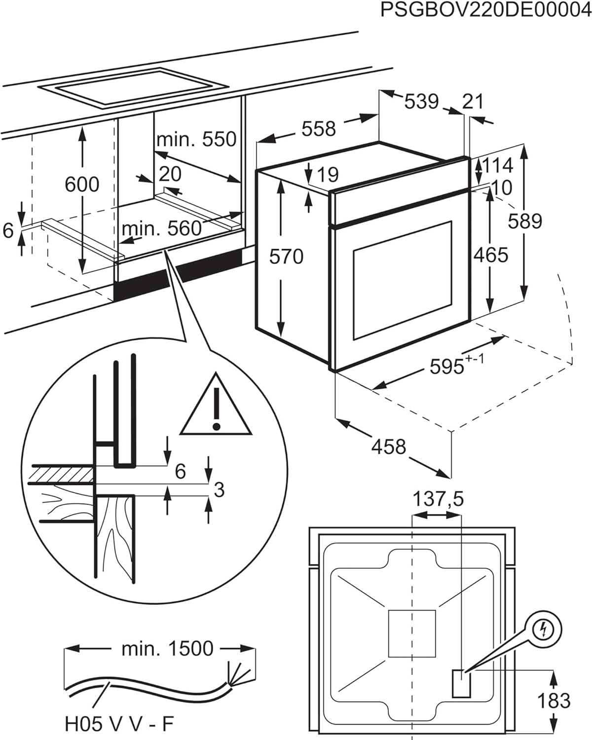 AEG Einbaubackofen – Serie 5 Ringheißluft: Gleichmäßige Garergebnisse auf 3 Ebenen – Pyrolyse Selbstreinigung – 25 Automatikprogramme – LED-Touchdisplay – Schnellaufheizung – Schwarz – BPE53516AB