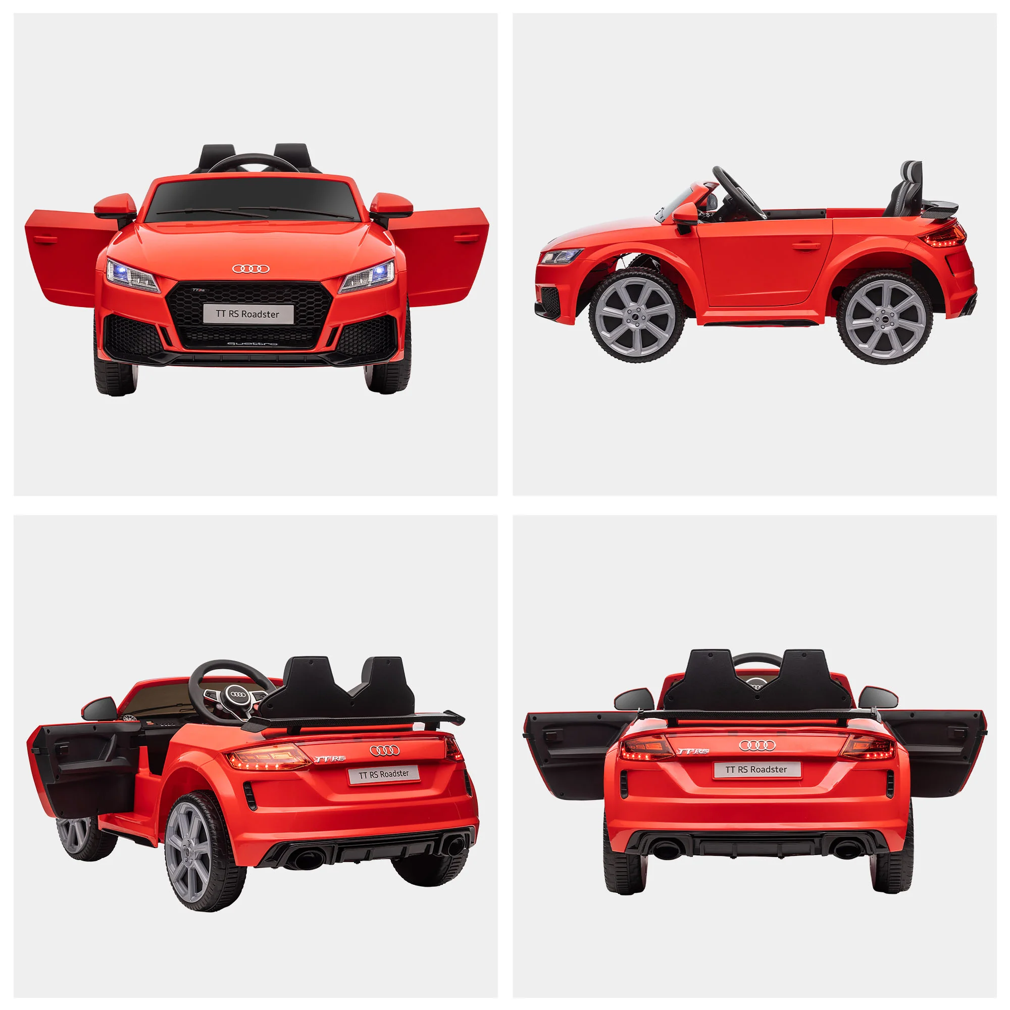 HOMCOM® kindervoertuig elektrische auto Audi TT RS afstandsbediening MP3 3-8 jaar PP rood 103 x 63 x 44 cm | Aosom.de