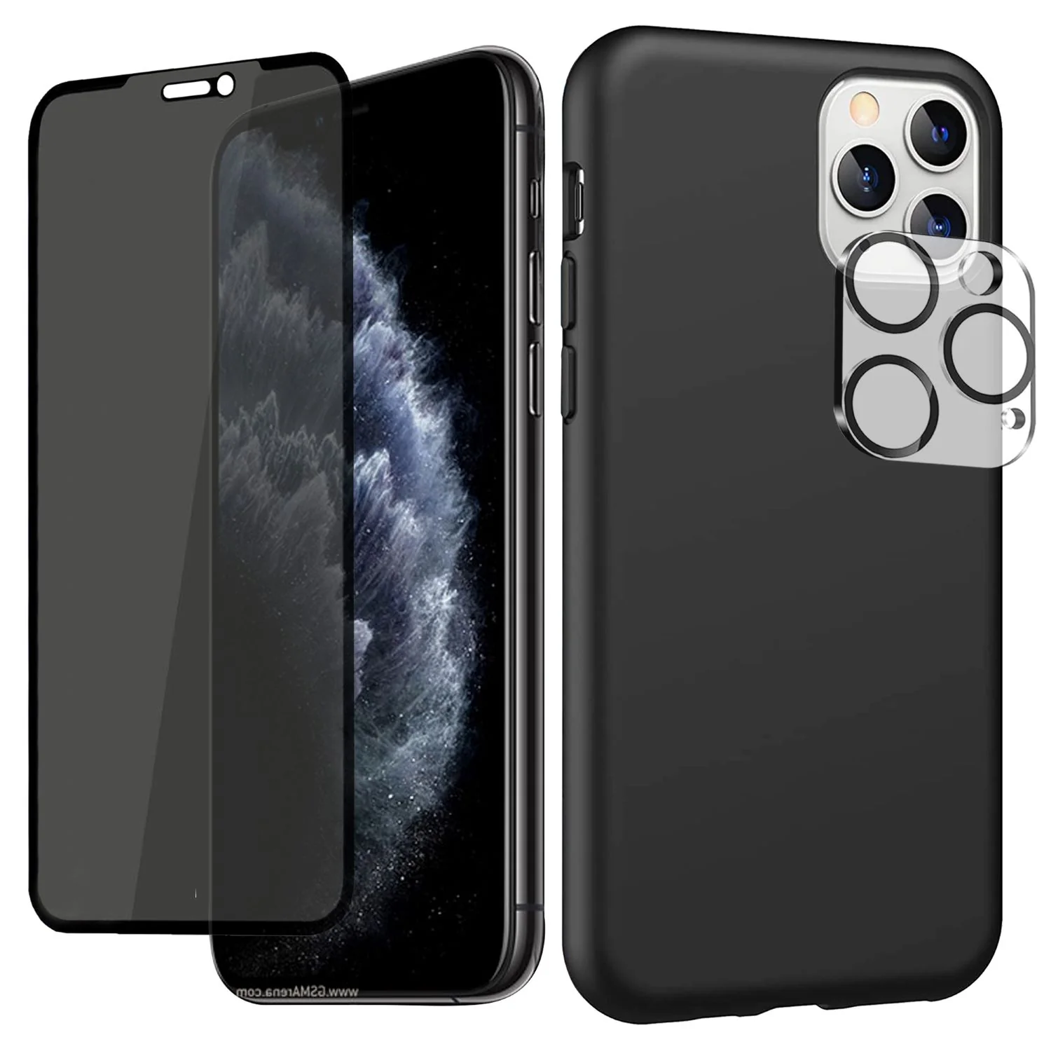 Handyh��lle f��r iPhone mit Display Schutz Glas und Kamera-Schutz  3-in-1 Set