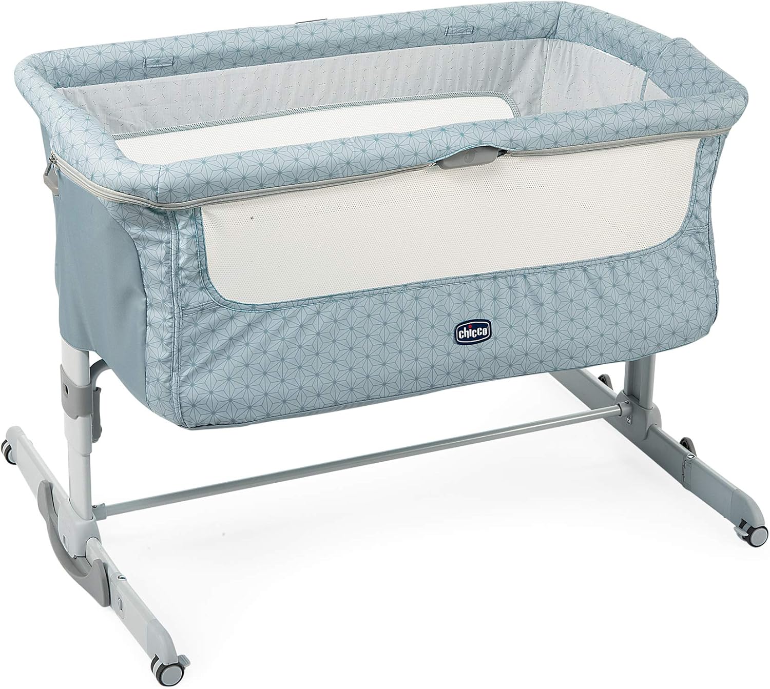 Chicco Next2Me Dream Łóżeczko Dostawka - Do Wspólnego Spania z Dzieckiem, Materac, Funkcja Bujania, Otwierany Bok, Regulacja Wysokości, Okienka z Siateczki, Kółka i Torba Podróżna, 0-6 miesięcy, 9 kg