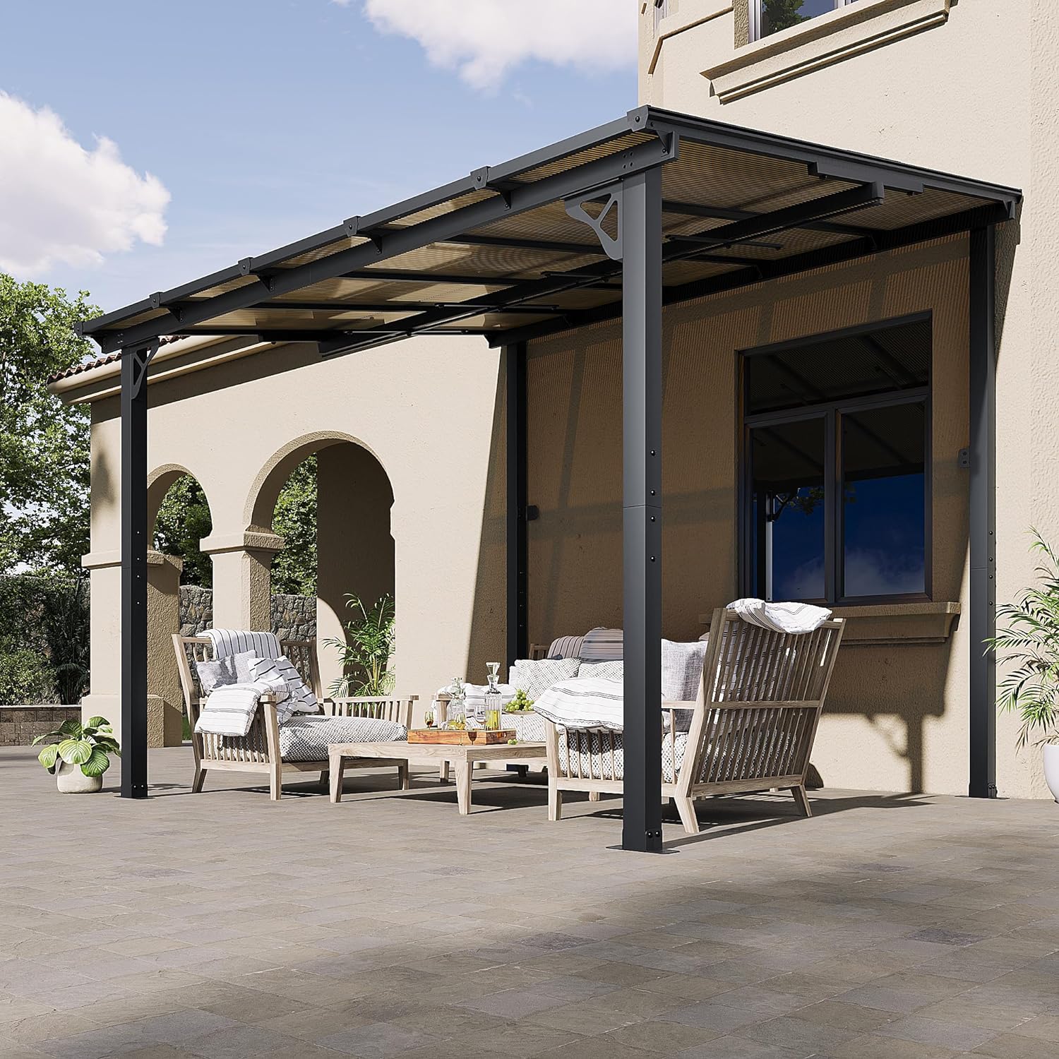 Polycarbonate Wall Mounted Lean To Gazebo